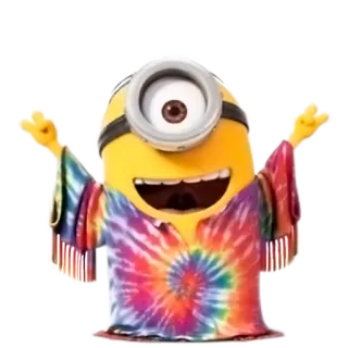 ☝ Minion minion, cartoon, funny, cute, yellow, tie-dye, happy telegram sticker