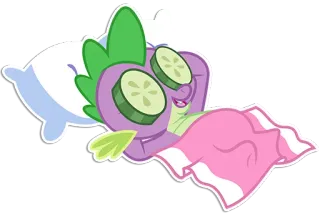 🥒 Spike My Little Pony Spike, My Little Pony, Relaxing, Cucumber, Spa, Cartoon, Pillow telegram sticker
