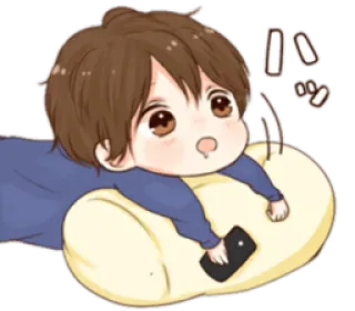 📱 パッ Anime, Chibi, Urocze, Manga, Leżący, Telefon telegram sticker