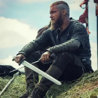 🩸 Ragnar Lothbrok Vikings ヴァイキング, ラグナル・ロズブローク, 剣, 戦士, 歴史, テレビ telegram sticker