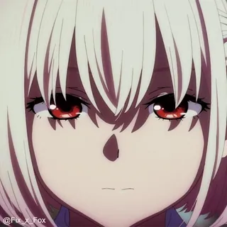 🫤 @Fix_X_Fox 动漫, 女孩, 肖像, 红眼睛, 白发 telegram sticker