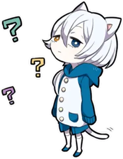 ❓ Anime, Kot, Znak zapytania, Kreskówka, Chibi, Naklejka telegram sticker