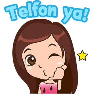 📞 Telefon ya! desenho animado, menina, me liga, fofo, piscadela telegram sticker