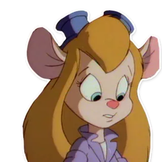 😔 Gadget Hackwrench Chip 'n Dale: Rescue Rangers cartoon, mouse, female, cute, Gadget, Rescue Rangers telegram sticker