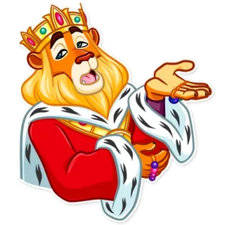 🙄 лев, король, корона, королевский, мультфильм, животное telegram sticker