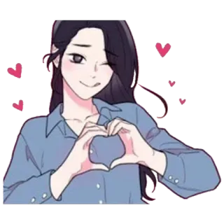 😘 하트, 윙크, 여자, 사랑, 애정 telegram sticker