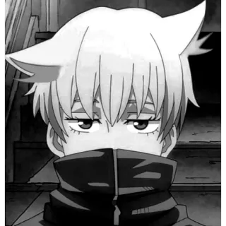 🌿 动漫, 漫画, 男孩, 猫耳, 单色, 肖像 telegram sticker