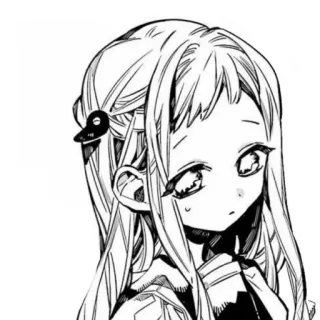 🥬 Animé, Manga, Fille, Dessin animé, Personnage, Noir et blanc telegram sticker