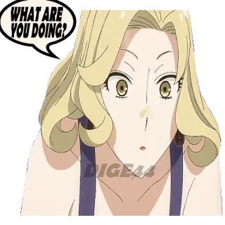 ❔ WHAT ARE YOU DOING? Anime, Frau, Frage, Sprechblase, Cartoon telegram sticker