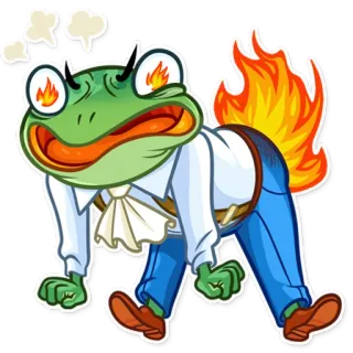 😡 กบ, โกรธ, การ์ตูน, ไฟ, สีหน้า telegram sticker