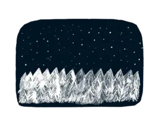 🖤 night, stars, trees, winter, forest, landscape telegram sticker