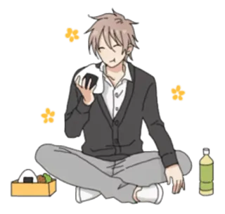 😋 Anime, Đồ ăn, Nhân vật, Ngồi, Kawaii, Dễ thương, Onigiri telegram sticker