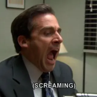 😡 Michael Scott The Office (SCREAMING) teriakan, kantor, acara tv, lucu, meme whatsapp sticker
