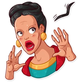 🦅 женщина, в шоке, удивлён, мультфильм, обеспокоен, испуган telegram sticker