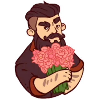 🌹 man, flowers, bouquet, gift, romantic telegram sticker