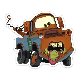 🤢 Mater Cars grúa, Disney, dibujos animados, película, oxidado telegram sticker