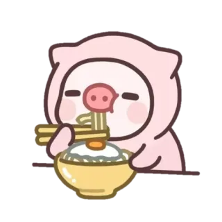 🍜 漫画, 豚, 麺, 食べる, かわいい, カワイイ telegram sticker