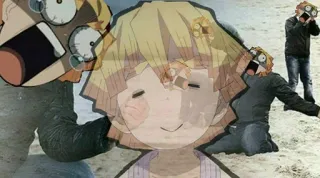 ☺️ Zenitsu Agatsuma Demon Slayer 애니메이션, 만화, 귀멸의 칼날, 젠이츠, 해변 telegram sticker