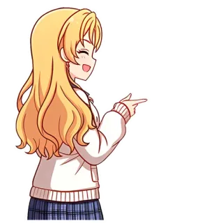 🤗 Anime, Apontando, Garota, Loira, Desenho animado whatsapp sticker