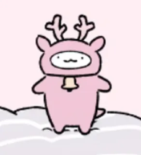 🦌 Hirsch, Tier, süß, rosa, Geweih, kawaii, Glocke telegram sticker