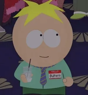 🌟 Butters Stotch South Park HELLO
Butters Butters, South Park, Dibujos animados, Personaje, Etiqueta de nombre, Saludo whatsapp sticker