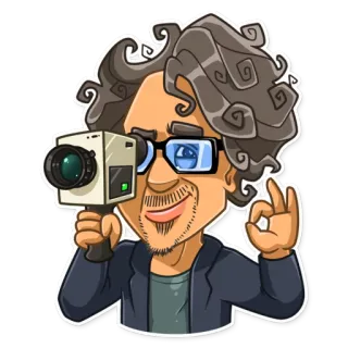 👁 camera, director, cinematographer, glasses, man, filmmaker telegram sticker
