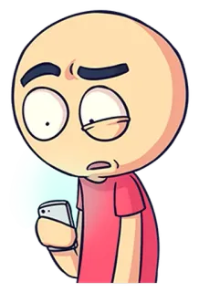 😟 desenho animado, adesivo, smartphone, personagem, confuso, careca telegram sticker