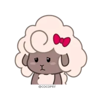 😔 sheep, cute, cartoon, animal, lamb, bow telegram sticker