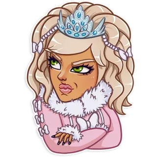 😾 putri, tiara, kartun, emoji, stiker telegram sticker