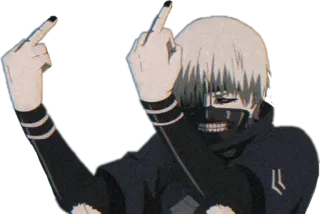 🖤 Ken Kaneki Tokyo Ghoul อนิเมะ, ตัวละคร, นิ้วกลาง, คาเนกิ telegram sticker