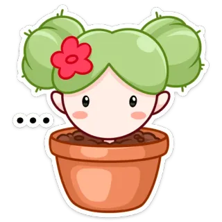 😶 ... plante, fleur, dessin animé, mignon, pot, jardin, nature telegram sticker