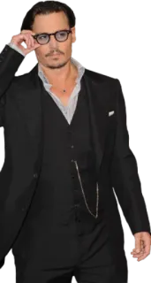 😏 Johnny Depp actor, celebrity, man, glasses, suit telegram sticker