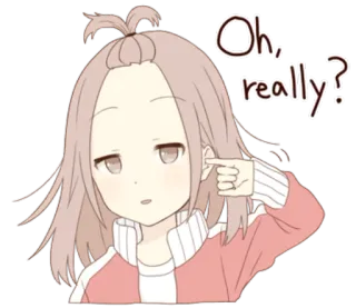🤙 Oh, really? anime, dubitando, confusa, ragazza, cartone animato telegram sticker