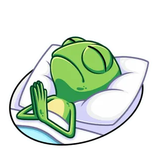 😴 ếch, ngủ, gối, hoạt hình, động vật, thư giãn whatsapp sticker