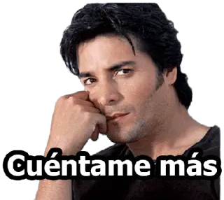 😲 Cuéntame más conte-me mais, homem, pensando, contemplativo, espanhol, frase telegram sticker