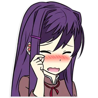 😢 Yuri Doki Doki Literature Club! Anime, Chorando, Fofo, Literatura, Tímido telegram sticker