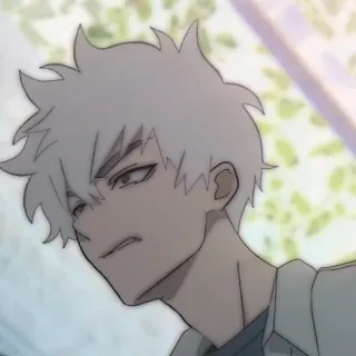 ⏱ Anime, Cartoon, Wit haar, Boos, Man telegram sticker