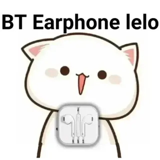 😋 BT Earphone lelo gato, auricular, animal, lindo, dibujos animados, audífonos, kawaii whatsapp sticker