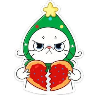 😡 кот, рождество, сердце, пицца, мультфильм, стикер, милый, злой telegram sticker