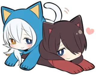 🙂 kawaii, lindo, anime, gato, animal, chibi, ilustración telegram sticker