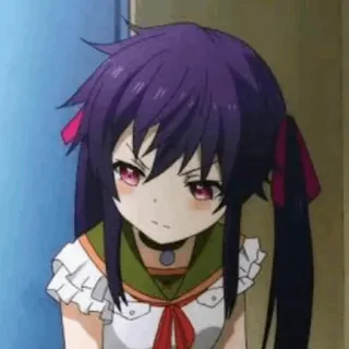 💧 Anime Mädchen, Zöpfe, finsterer Blick, Anime Charakter telegram sticker