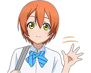 👋 애니메이션, 여자, 주황색 머리, 교복, 만화 telegram sticker