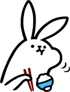 🍚 bunny, rabbit, chopsticks, rice, eating, cute telegram sticker