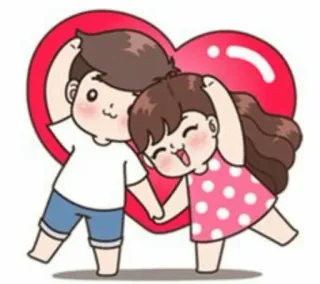 💑 卡通, 情侣, 爱, 心, 可爱, 关系, 浪漫 whatsapp sticker