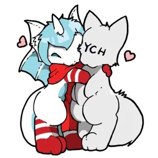 👐 YCH Kartun, Binatang, Pelukan, Lucu, Cinta telegram sticker