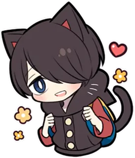 🎒 Anime, Cartoon, Süß, Katze, Kawaii, Herzen, Blumen whatsapp sticker
