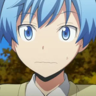 😐 Nagisa Shiota Assassination Classroom anime, boy, blue hair, character, assassination classroom, nagisa shiota telegram sticker