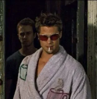 🆒 Tyler Durden Fight Club Бойцовский клуб, Тайлер Дёрден, Фильм, Брэд Питт, Культовый фильм, Сигарета, Халат telegram sticker