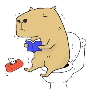 💩 Capivara, Vaso sanitário, Lendo, Animal, Fofo, Desenho animado telegram sticker