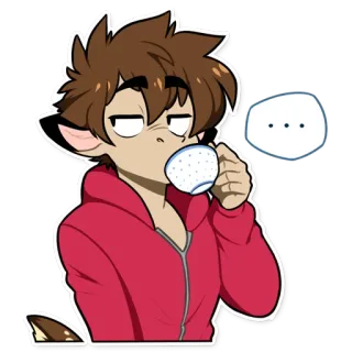 ☕ ... Furry, Antropomórfico, Bebendo, Chá, Sonolento, Casual telegram sticker